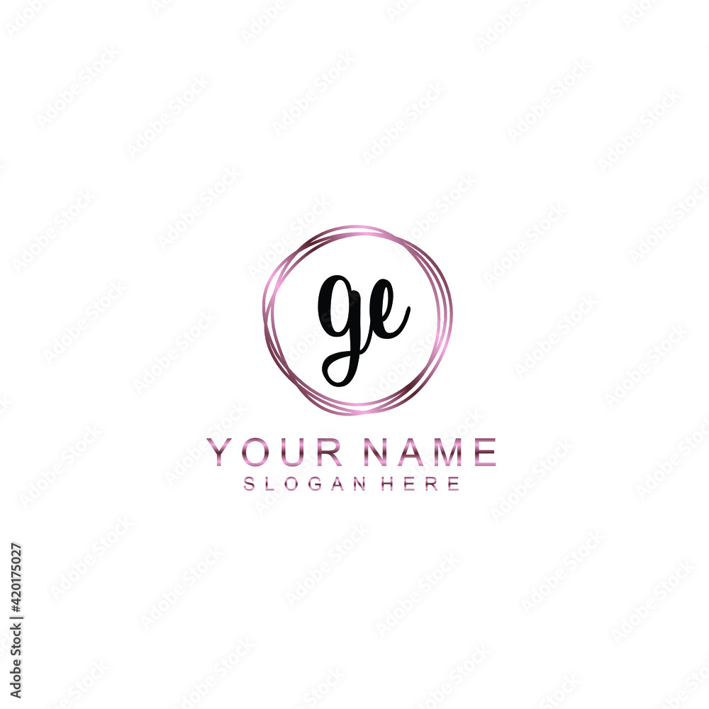 GE beautiful Initial handwriting logo template