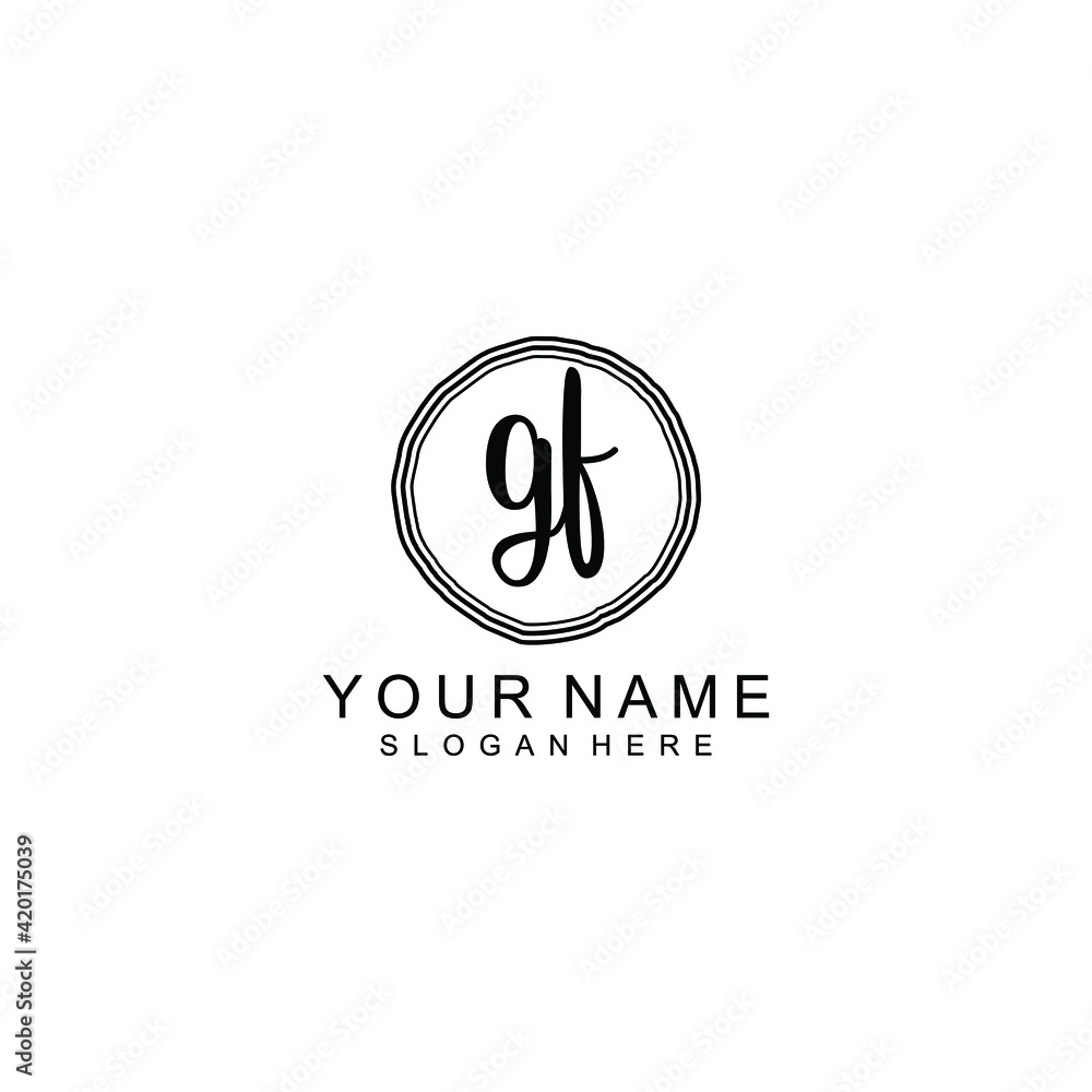 GF beautiful Initial handwriting logo template GF beautiful Initial handwriting logo template