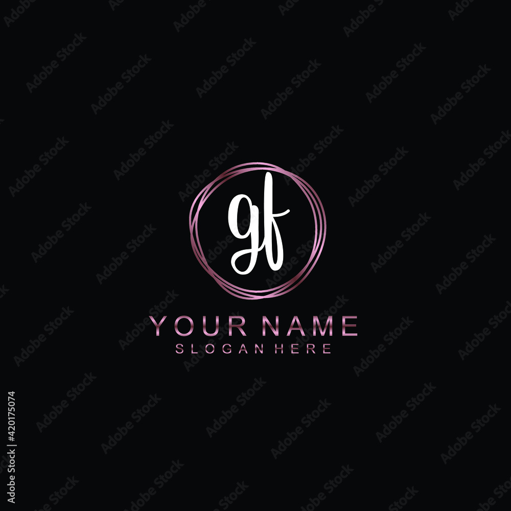 GF beautiful Initial handwriting logo template GF beautiful Initial handwriting logo template