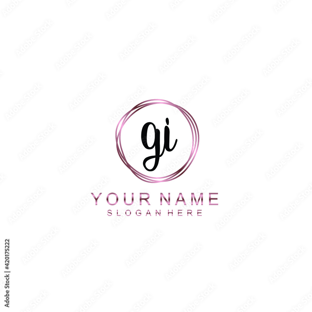 GI beautiful Initial handwriting logo template GI beautiful Initial handwriting logo template