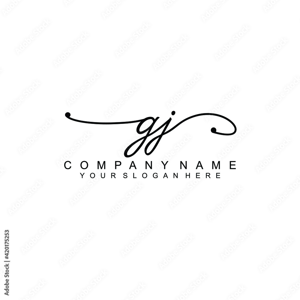 GJ beautiful Initial handwriting logo template GJ beautiful Initial handwriting logo template