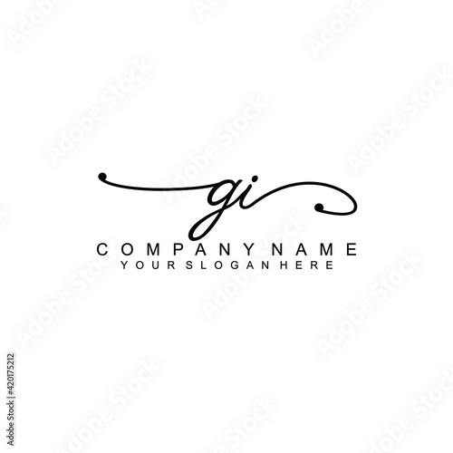 GI beautiful Initial handwriting logo template