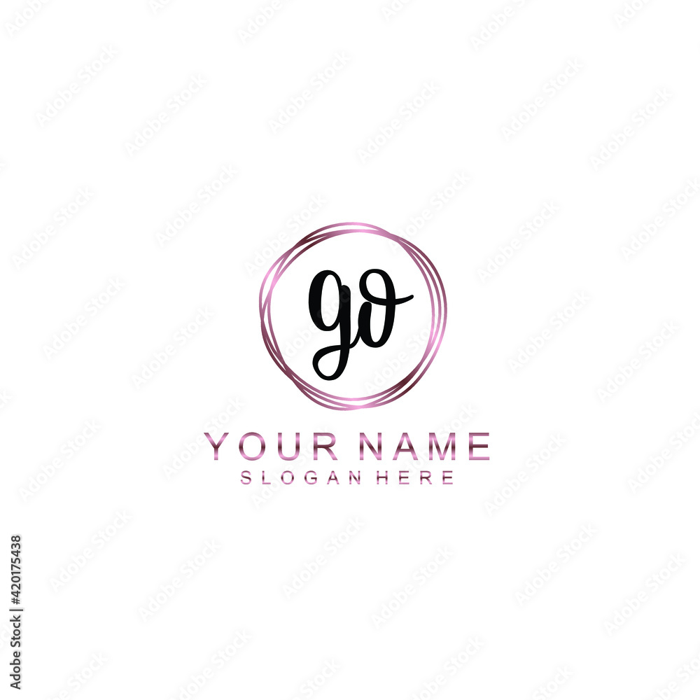 GO beautiful Initial handwriting logo template GO beautiful Initial handwriting logo template