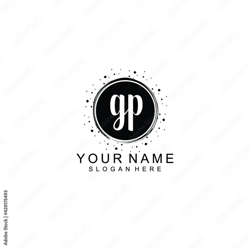 GP beautiful Initial handwriting logo template GP beautiful Initial handwriting logo template