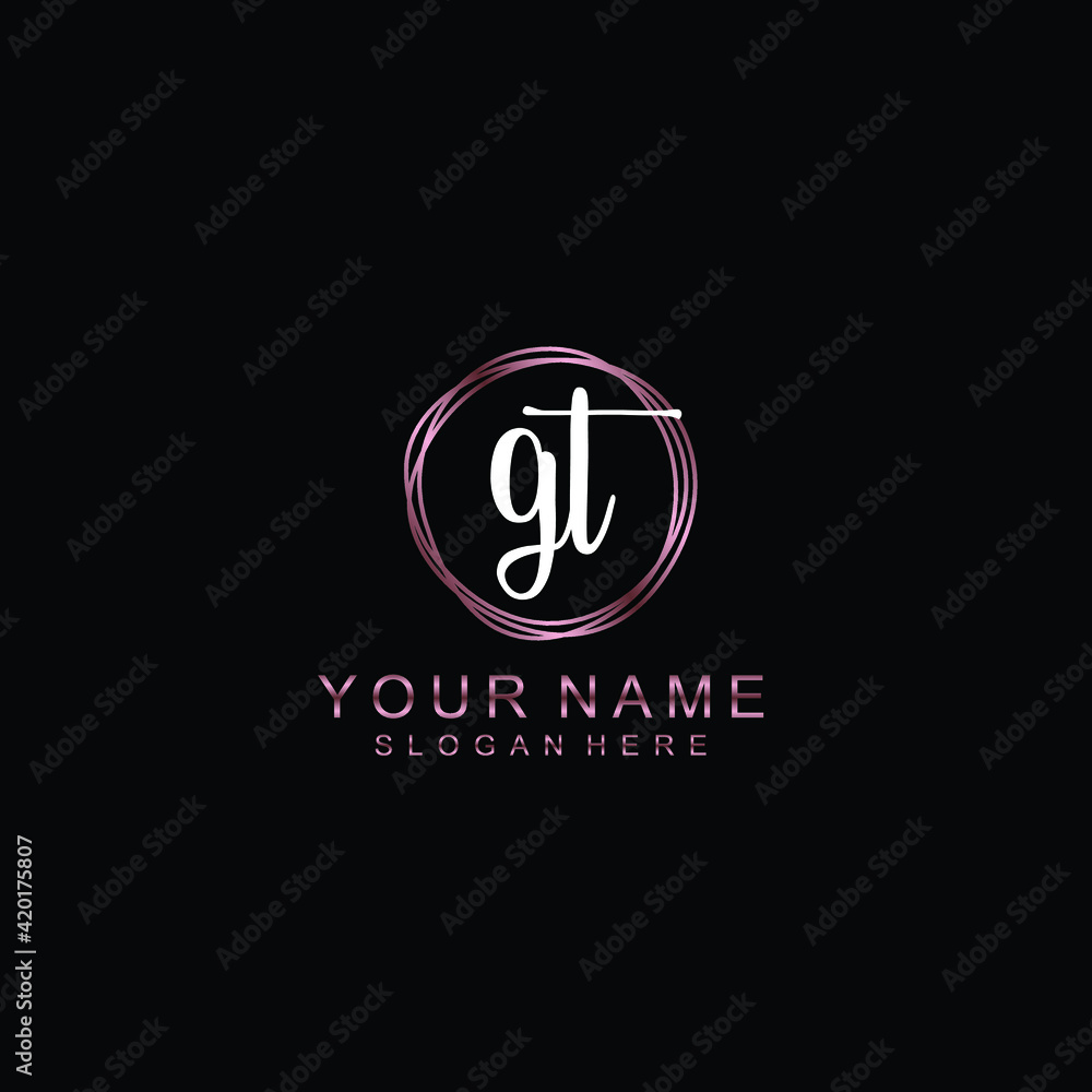 GT beautiful Initial handwriting logo template