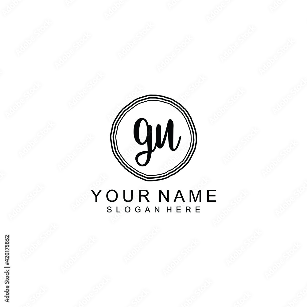 GU beautiful Initial handwriting logo template