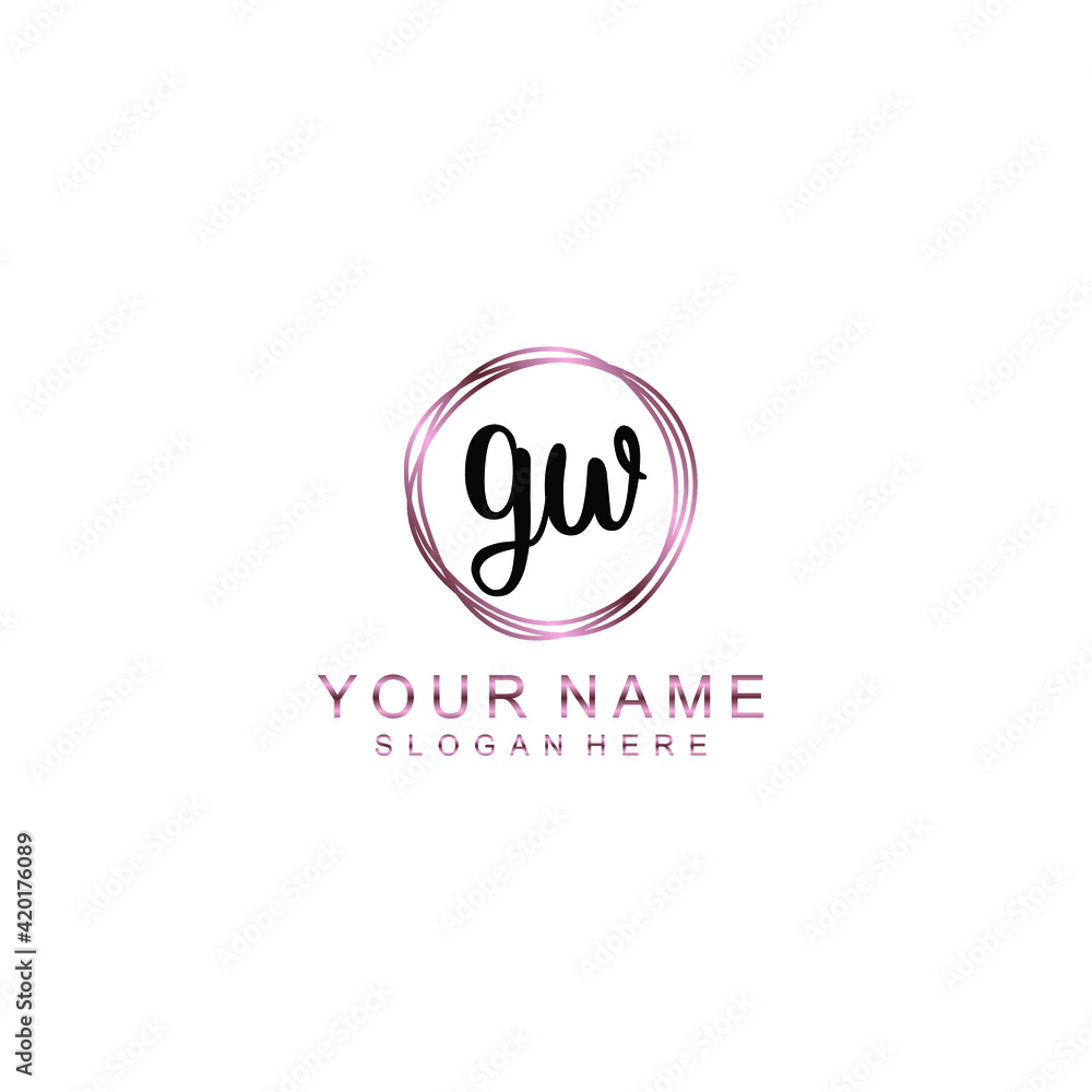 GW beautiful Initial handwriting logo template GW beautiful Initial handwriting logo template