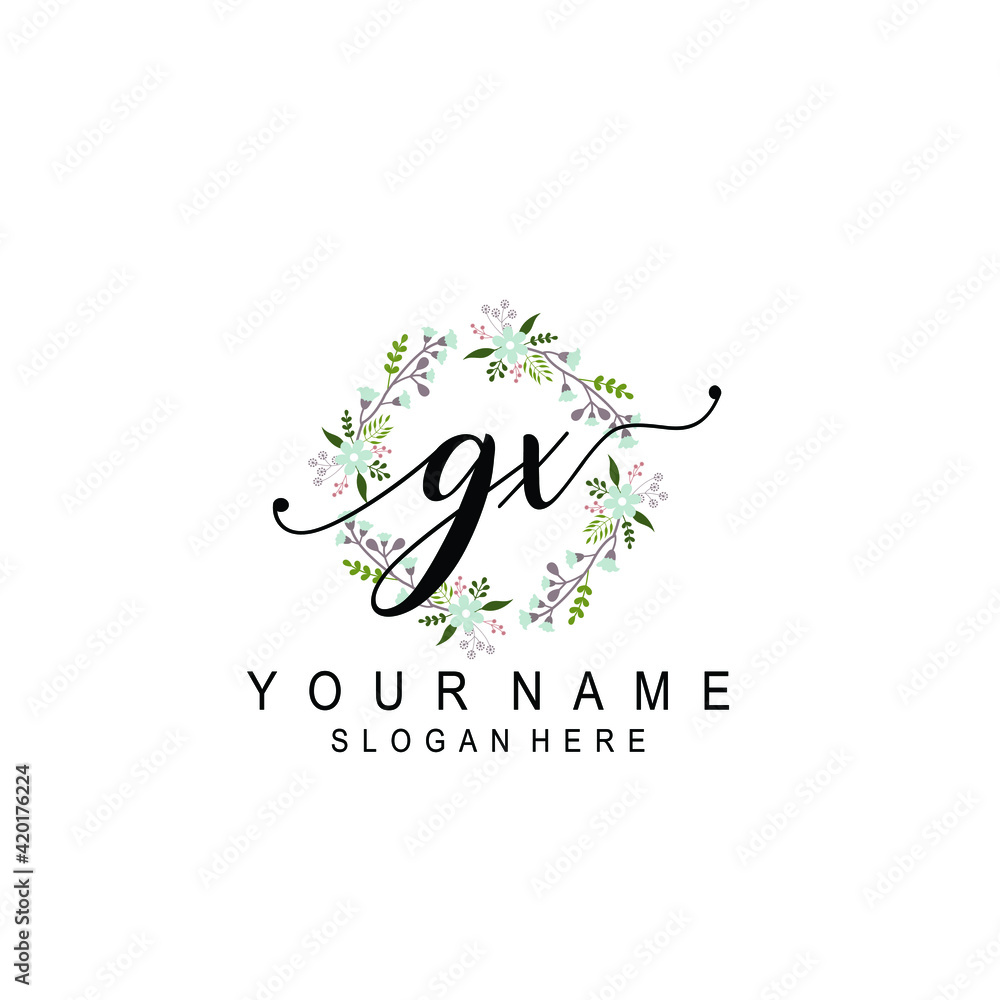 GX beautiful Initial handwriting logo template GX beautiful Initial handwriting logo template