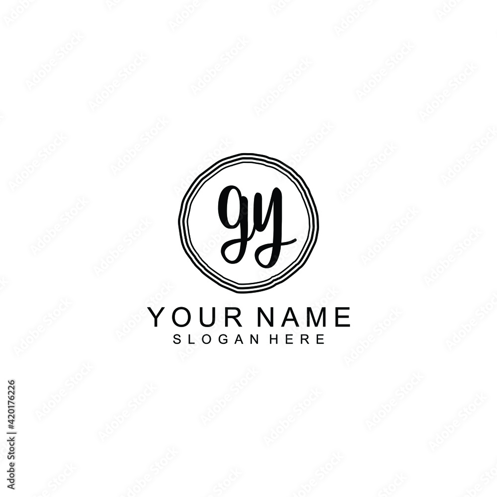 GY beautiful Initial handwriting logo template GY beautiful Initial handwriting logo template
