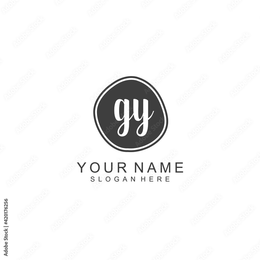 GY beautiful Initial handwriting logo template GY beautiful Initial handwriting logo template