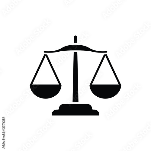 Balance lawyer icon. Law firm logo scale. Equilibrium Scale Balance, Justice symbol for web site or mobile app. Solid style. vector illustration. design on white background. EPS 10