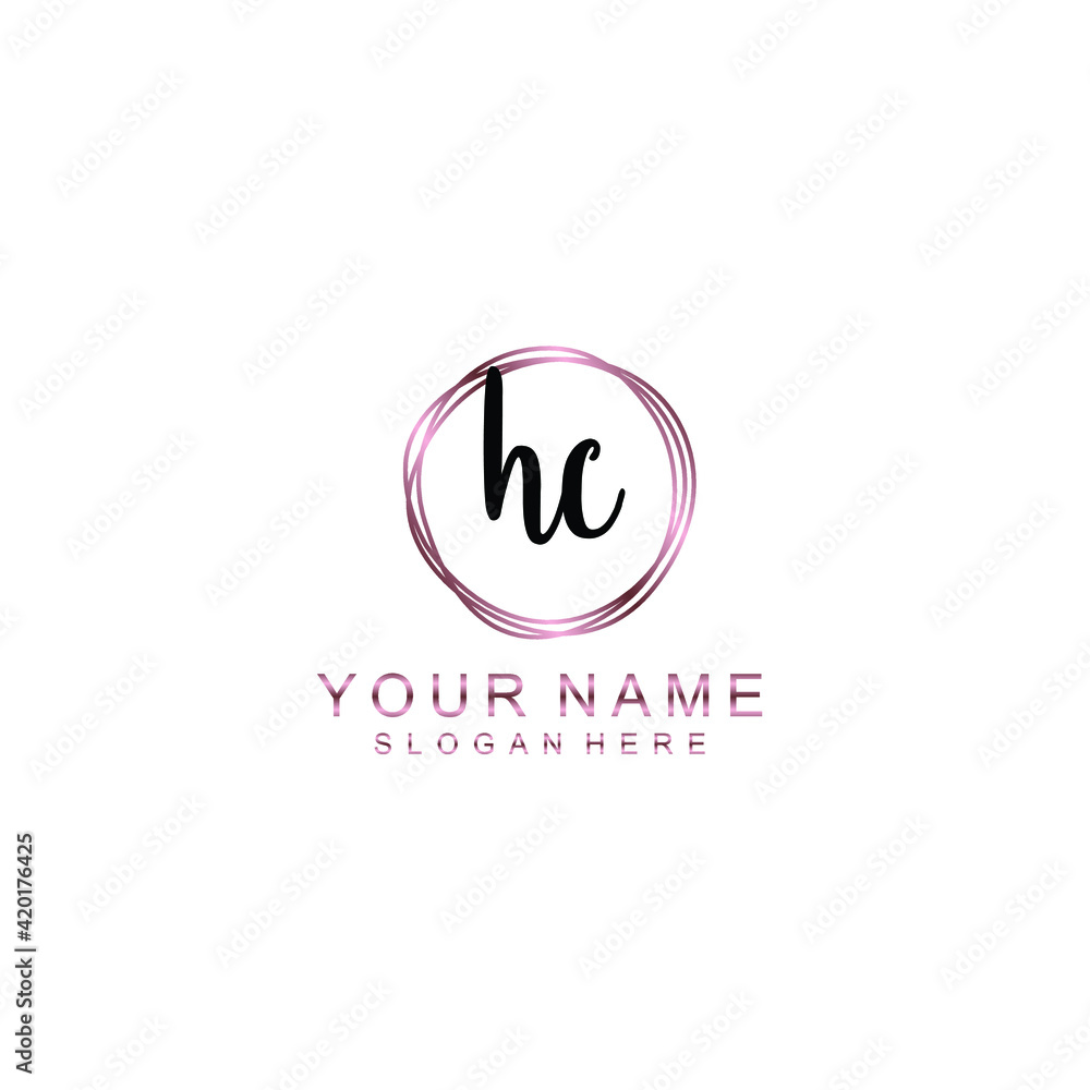 HC beautiful Initial handwriting logo template HC beautiful Initial handwriting logo template