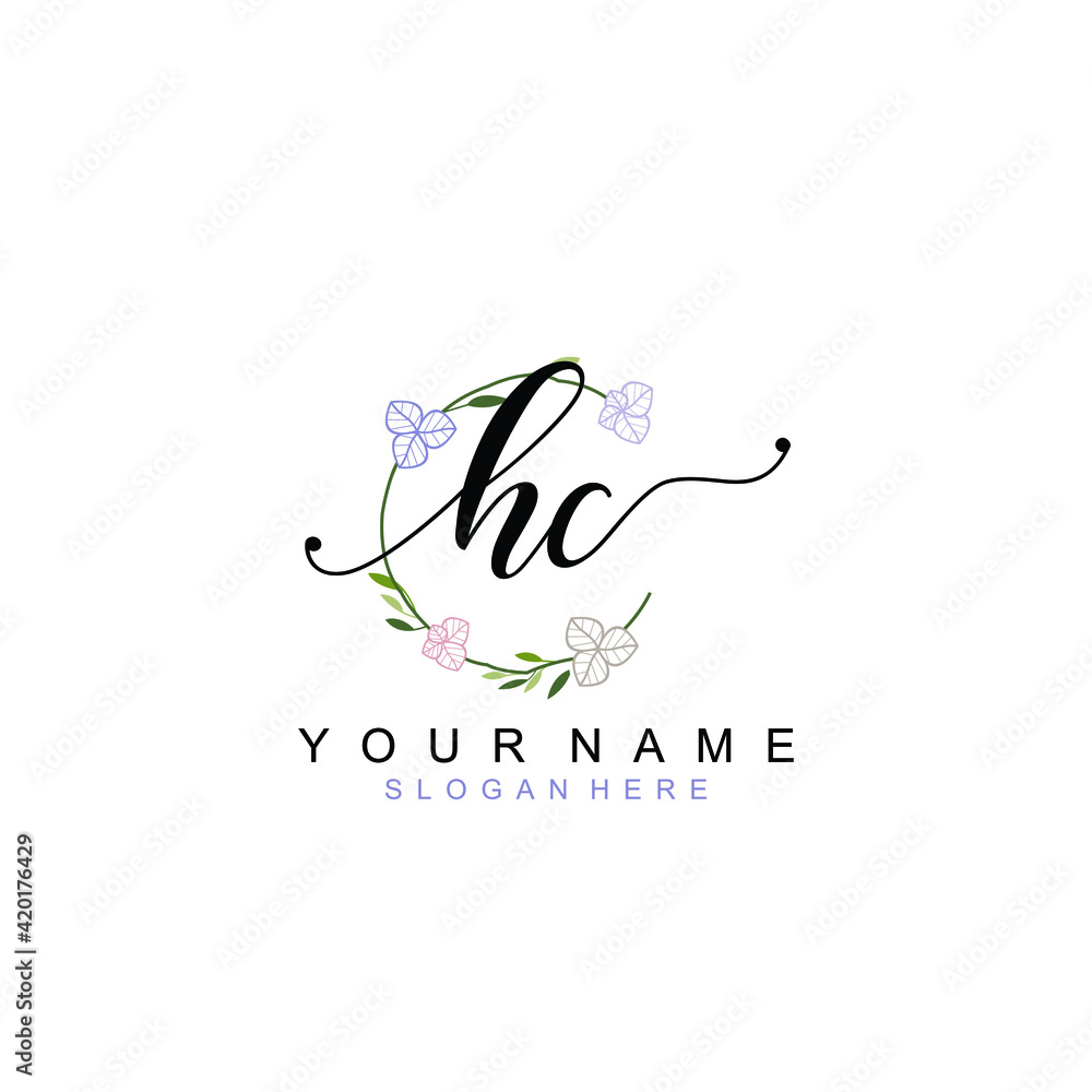 HC beautiful Initial handwriting logo template HC beautiful Initial handwriting logo template