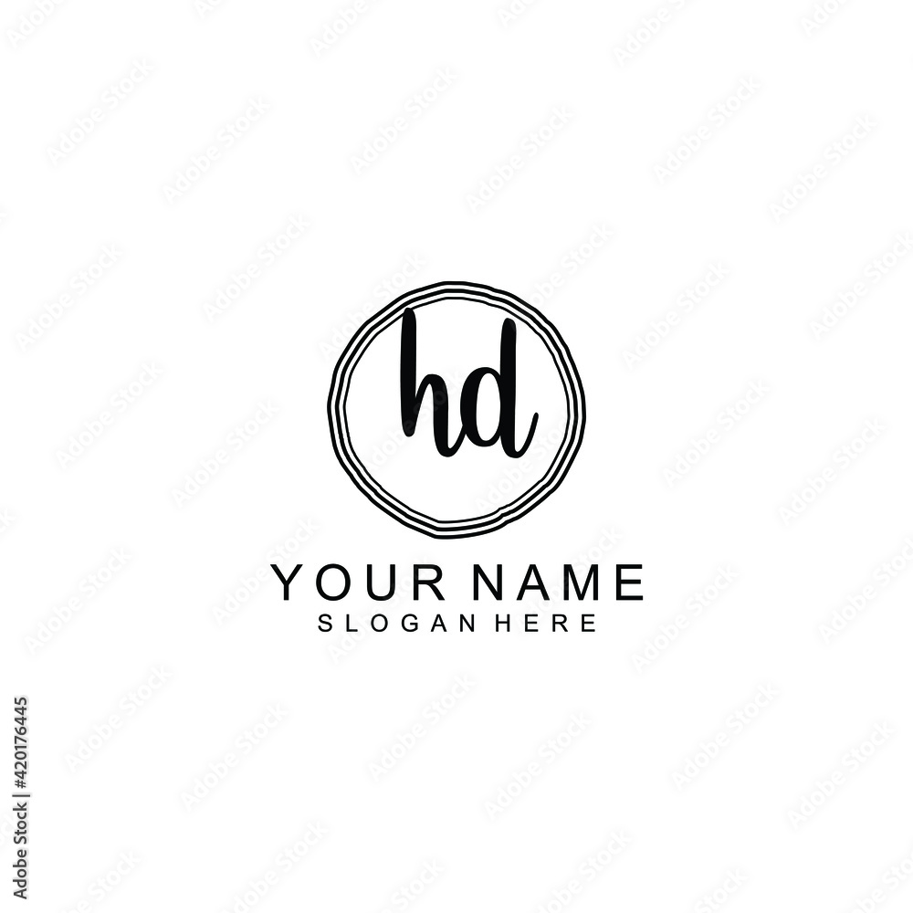 HD beautiful Initial handwriting logo template