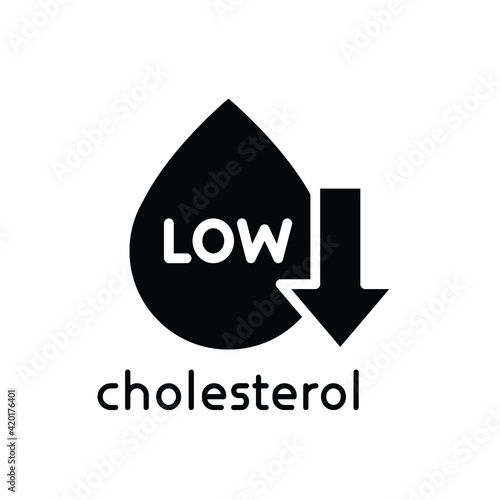 Low cholesterol icon. Symptoms of Metabolic Syndrome. Low HDL-Cholesterol. heart care cardiology sign. Solid style. Vector illustration. Design on white background. EPS 10