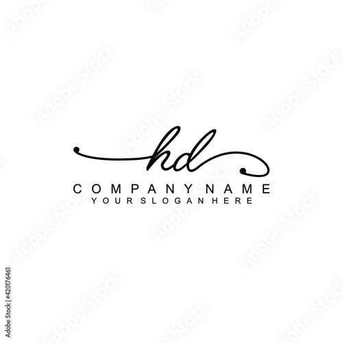 HD beautiful Initial handwriting logo template