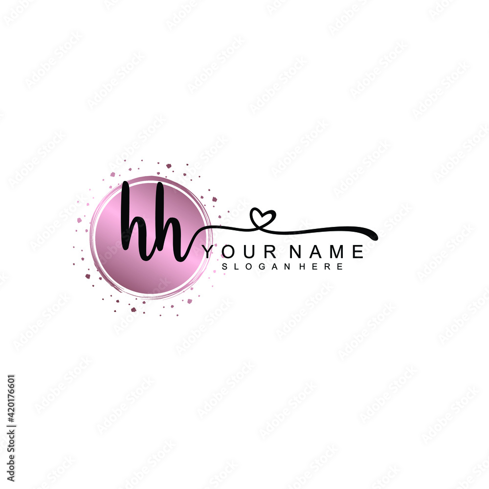 HH beautiful Initial handwriting logo template