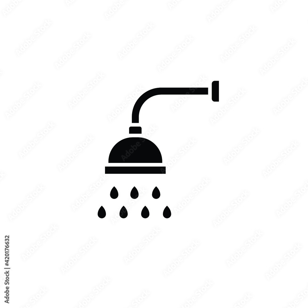 Shower icon. Showerheads simple with water drops, shower head, Bathroom, Bath time sign for your web site and mobile apps. Glyph, solid style. Vector illustration design on white background. EPS 10 Shower icon. Showerheads simple with water drops, shower head, Bathroom, Bath time sign for your web site and mobile apps. Glyph, solid style. Vector illustration design on white background. EPS 10