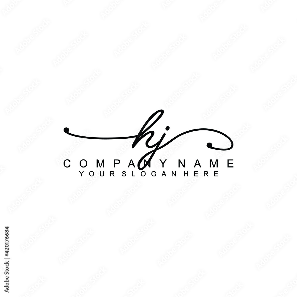 HJ beautiful Initial handwriting logo template HJ beautiful Initial handwriting logo template