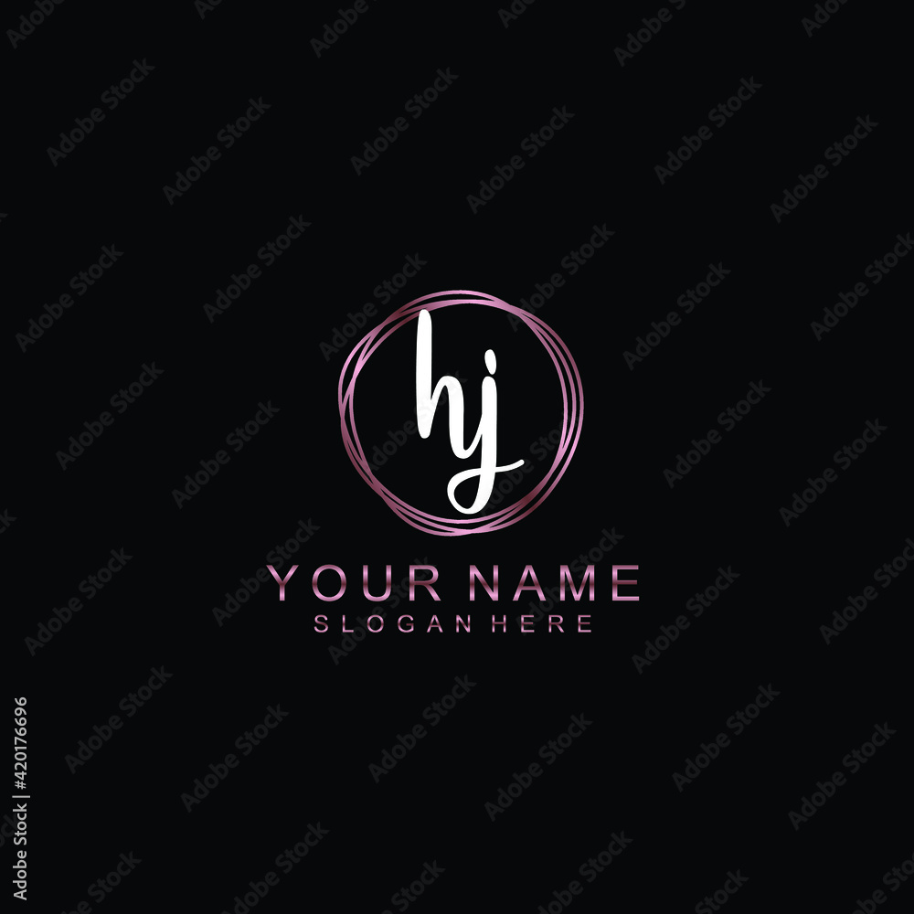 HJ beautiful Initial handwriting logo template HJ beautiful Initial handwriting logo template
