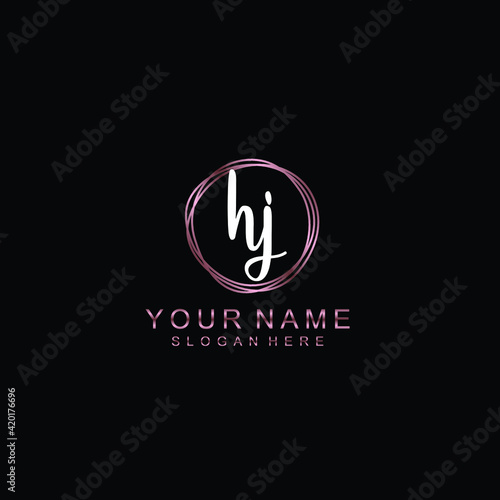 HJ beautiful Initial handwriting logo template