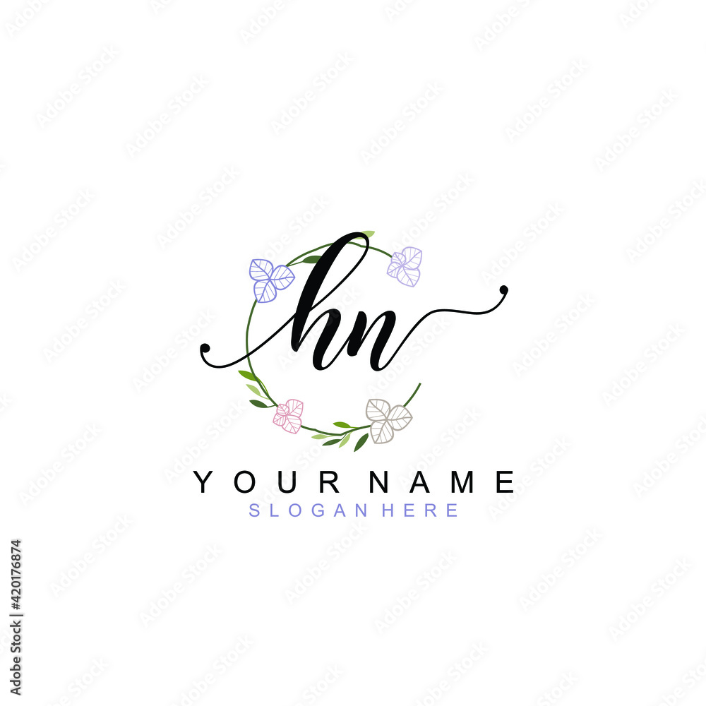 HN beautiful Initial handwriting logo template HN beautiful Initial handwriting logo template