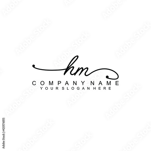 HM beautiful Initial handwriting logo template