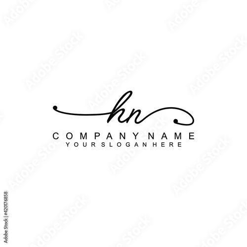 HN beautiful Initial handwriting logo template