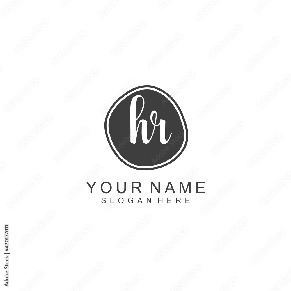 HR beautiful Initial handwriting logo template HR beautiful Initial handwriting logo template