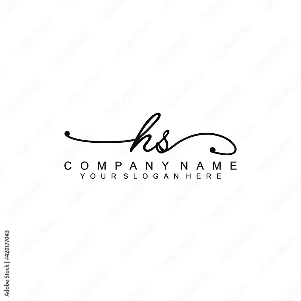 HS beautiful Initial handwriting logo template HS beautiful Initial handwriting logo template