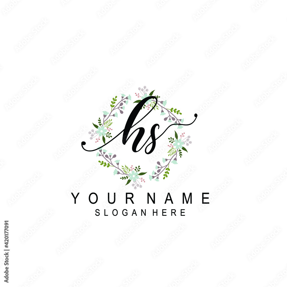 HS beautiful Initial handwriting logo template HS beautiful Initial handwriting logo template