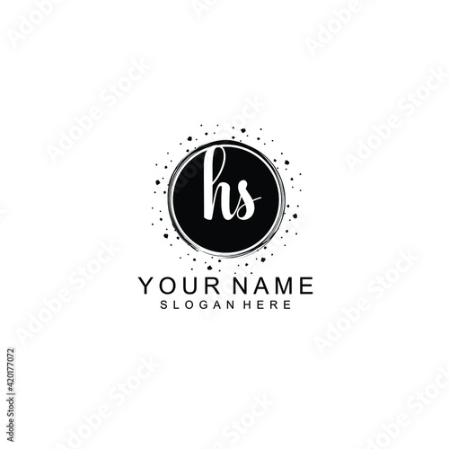 HS beautiful Initial handwriting logo template