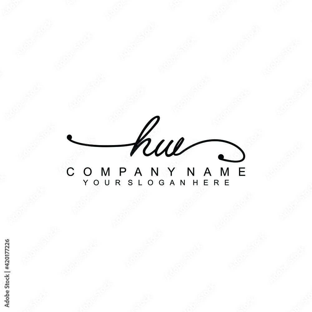 HW beautiful Initial handwriting logo template HW beautiful Initial handwriting logo template