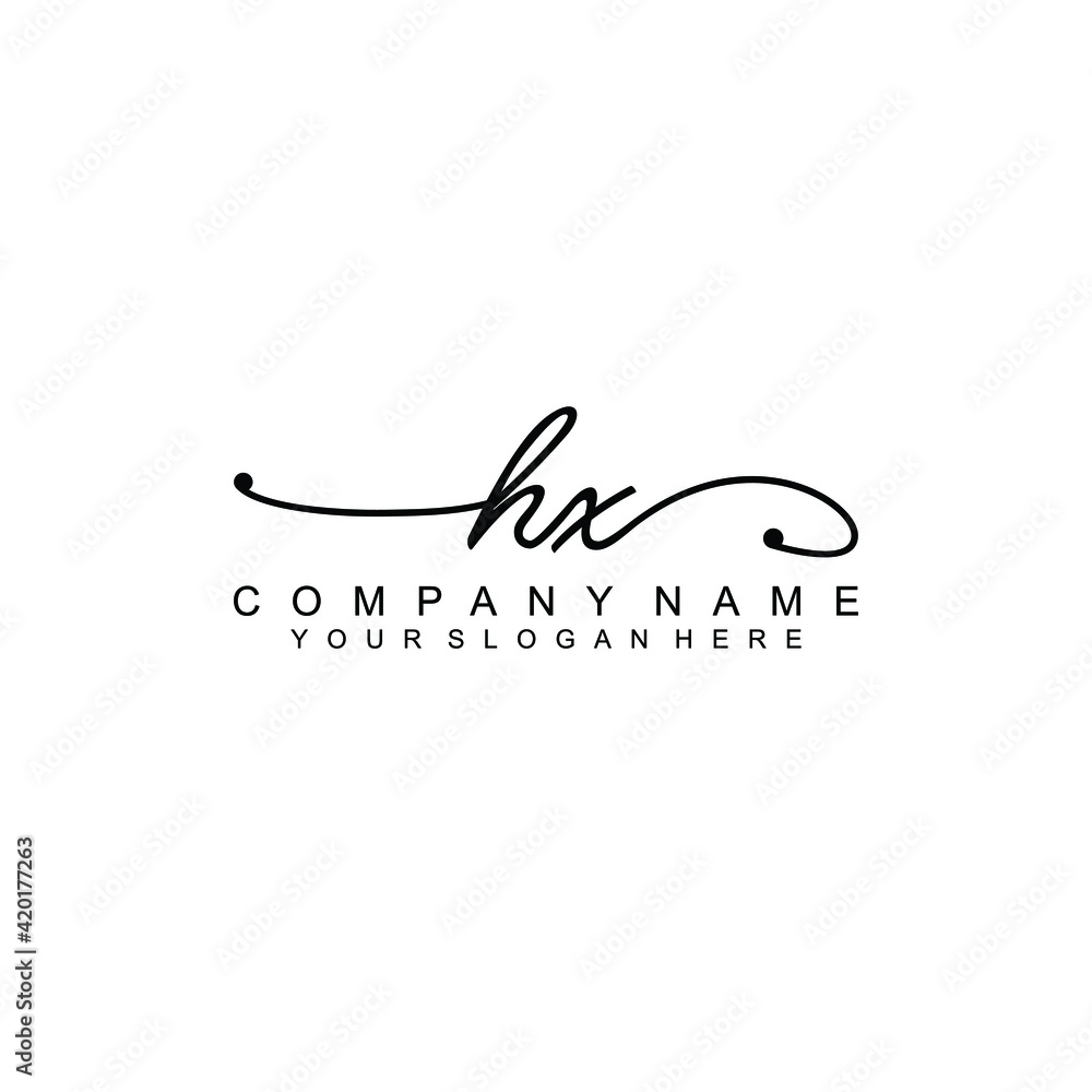 HX beautiful Initial handwriting logo template HX beautiful Initial handwriting logo template