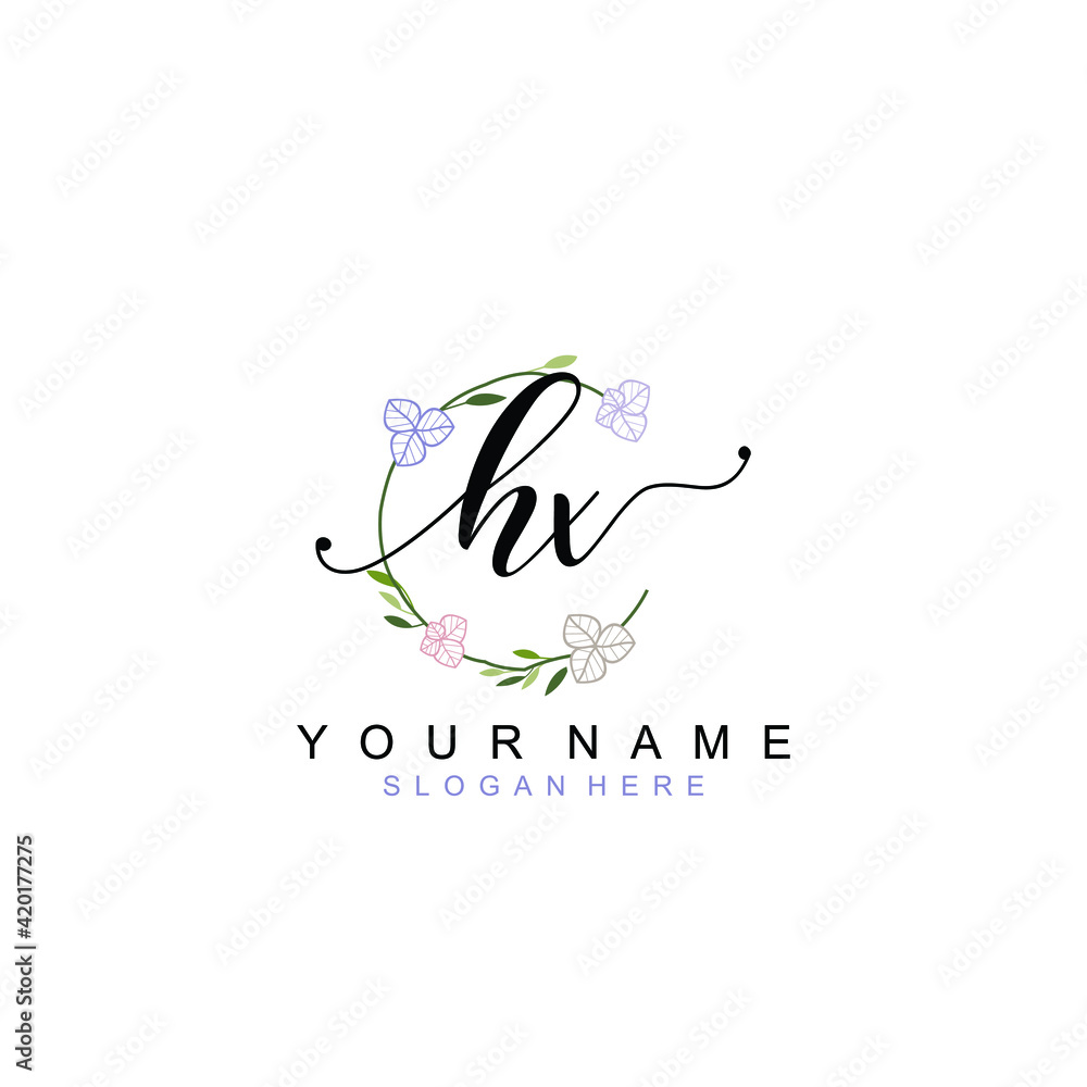 HX beautiful Initial handwriting logo template HX beautiful Initial handwriting logo template