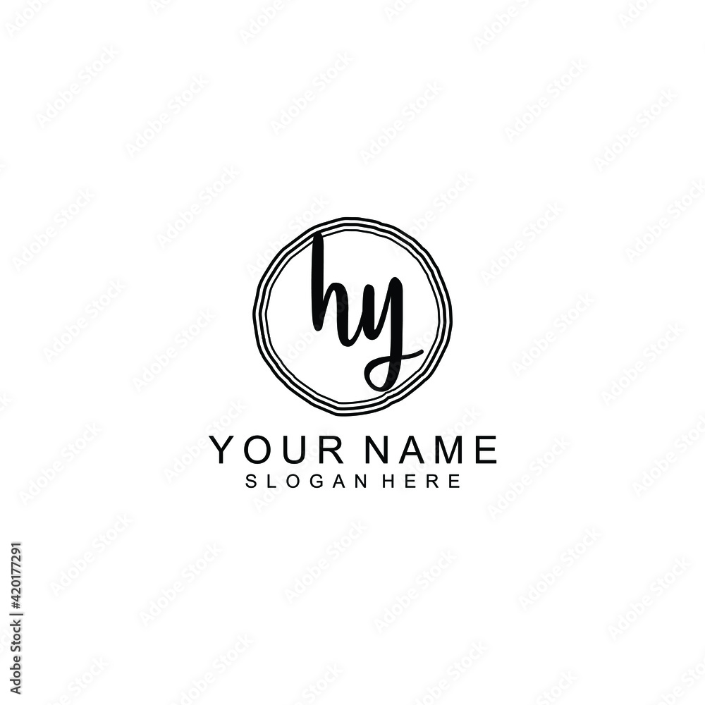 HY beautiful Initial handwriting logo template HY beautiful Initial handwriting logo template