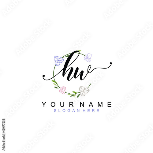 HW beautiful Initial handwriting logo template