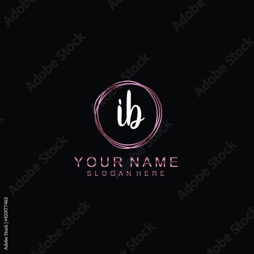 IB beautiful Initial handwriting logo template