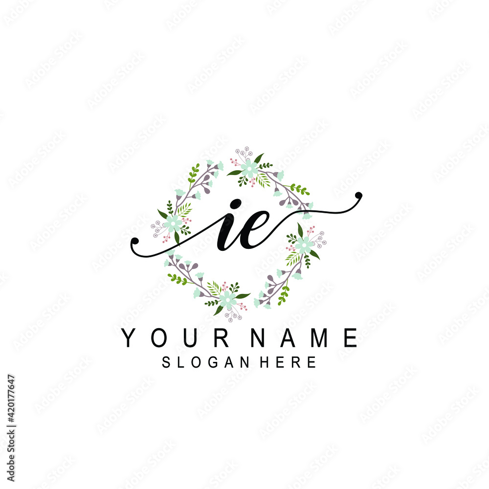IE beautiful Initial handwriting logo template IE beautiful Initial handwriting logo template