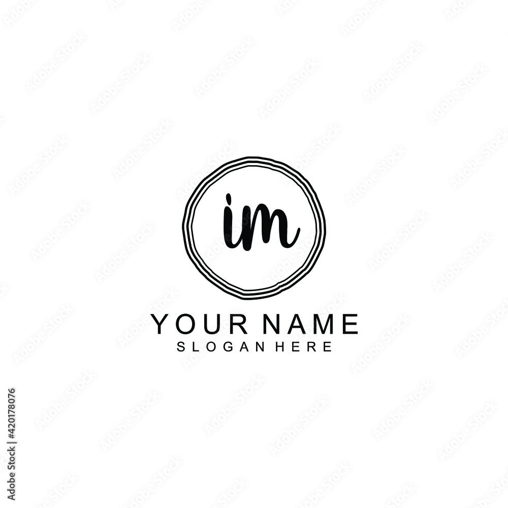 IM beautiful Initial handwriting logo template IM beautiful Initial handwriting logo template