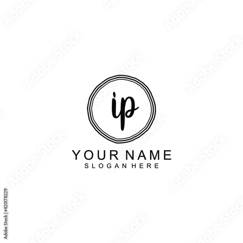 IP beautiful Initial handwriting logo template