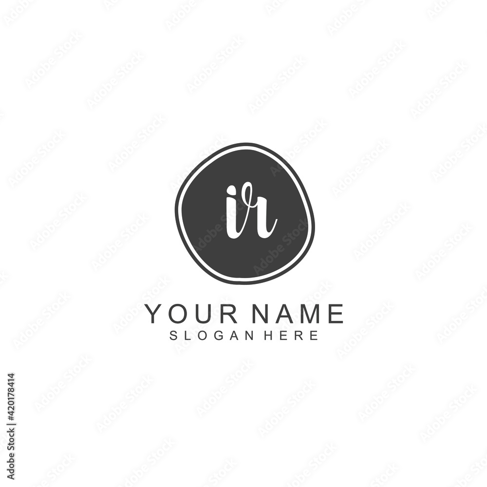IR beautiful Initial handwriting logo template IR beautiful Initial handwriting logo template