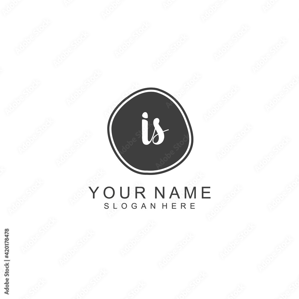 IS beautiful Initial handwriting logo template IS beautiful Initial handwriting logo template