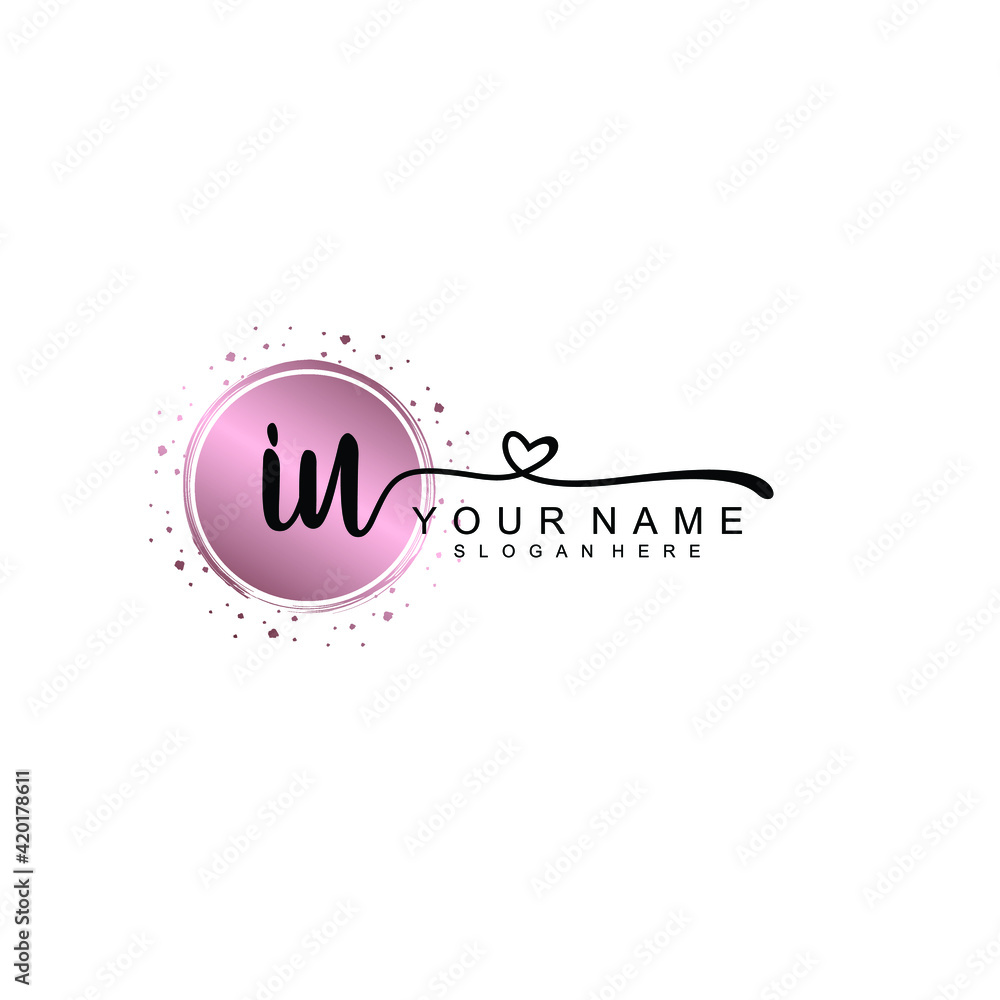 IU beautiful Initial handwriting logo template