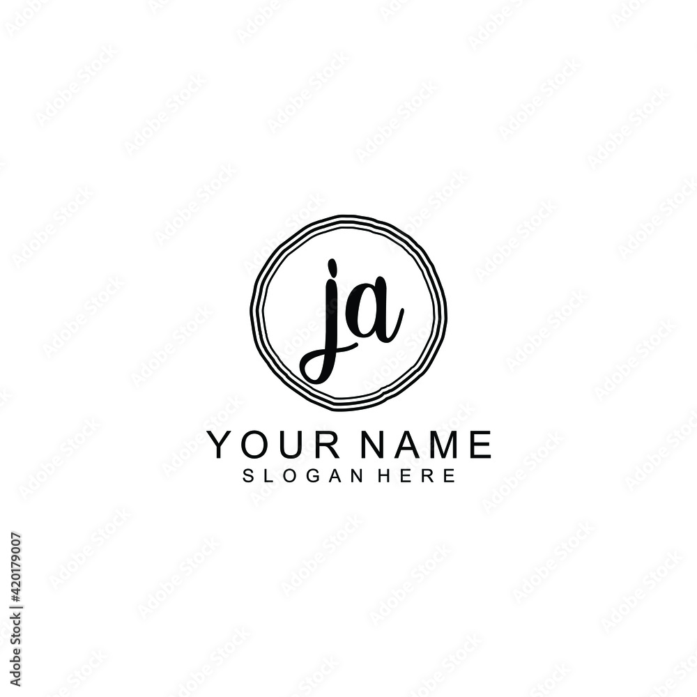 JA beautiful Initial handwriting logo template JA beautiful Initial handwriting logo template