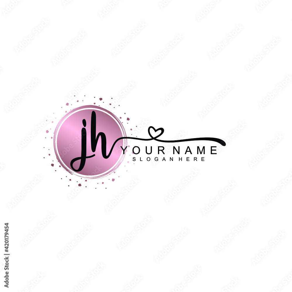 JH beautiful Initial handwriting logo template