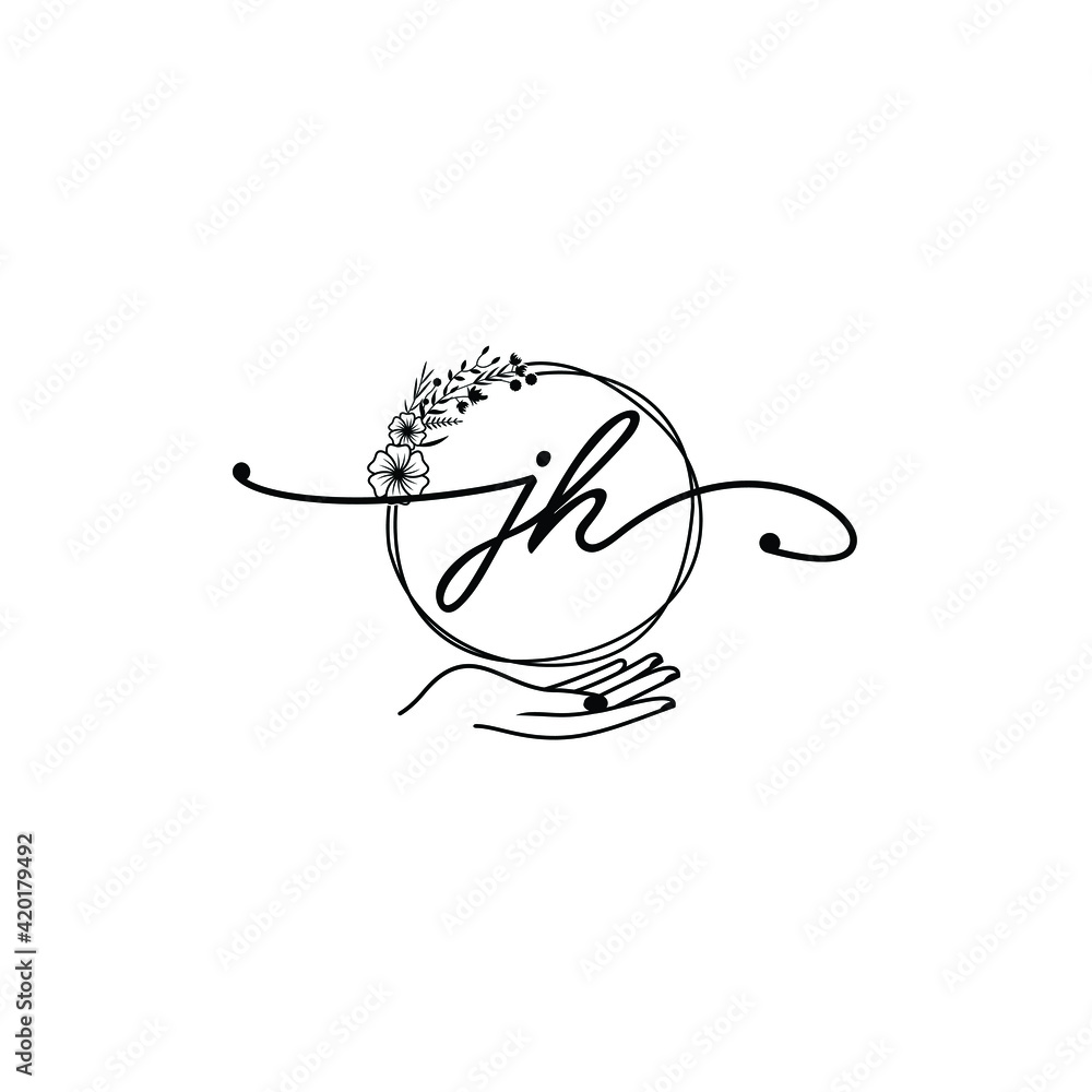 JH beautiful Initial handwriting logo template JH beautiful Initial handwriting logo template