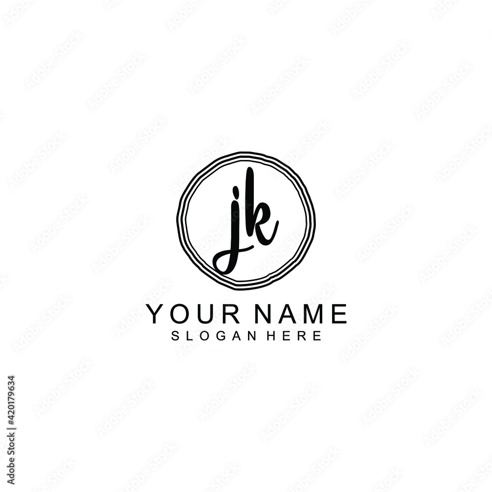 JK beautiful Initial handwriting logo template JK beautiful Initial handwriting logo template