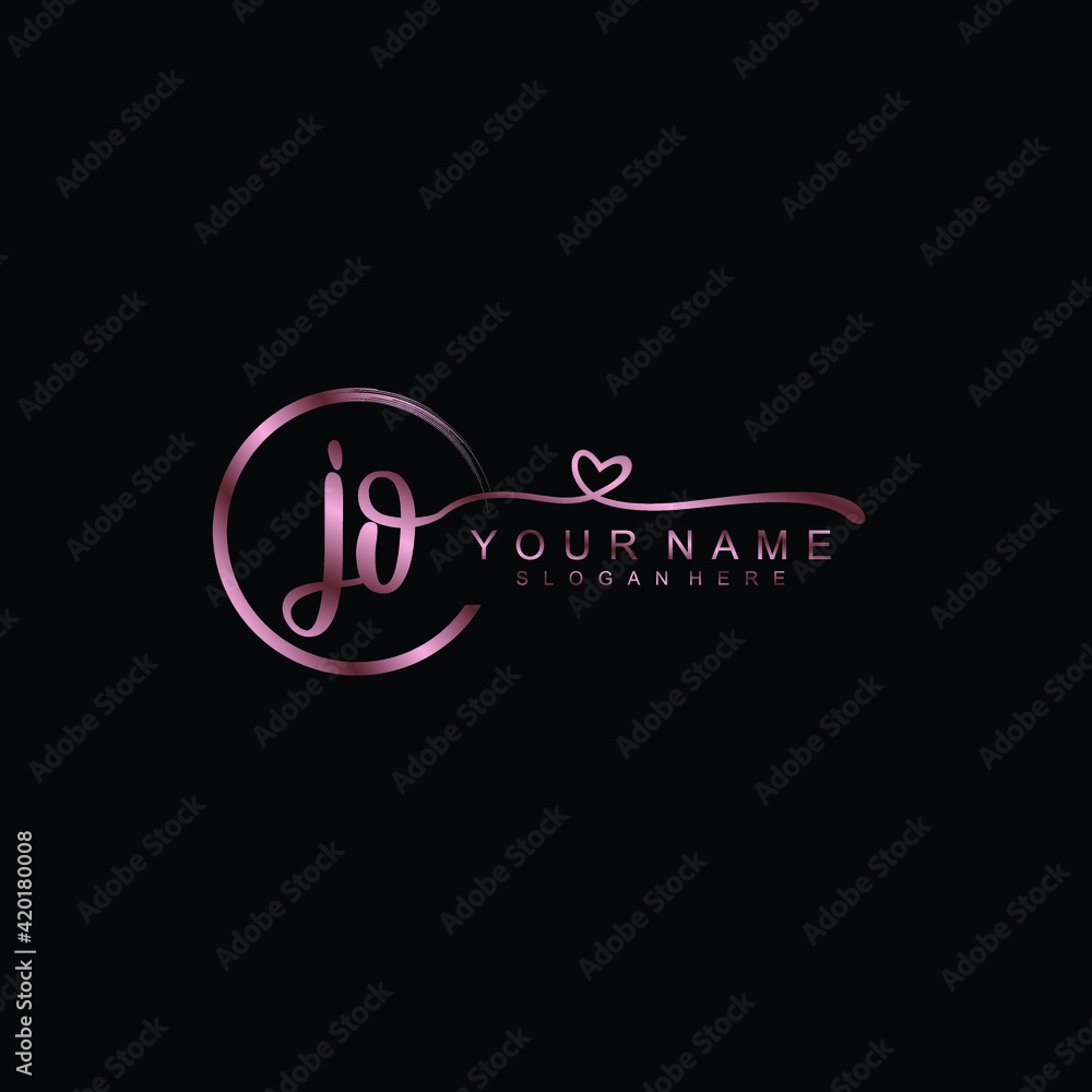 JO beautiful Initial handwriting logo template