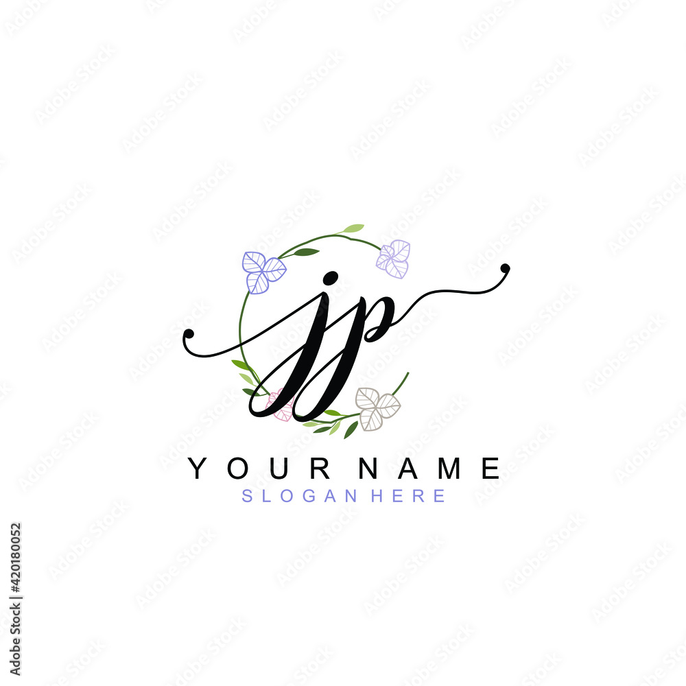 JP beautiful Initial handwriting logo template JP beautiful Initial handwriting logo template